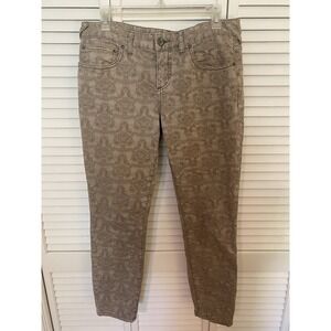Free‎ People Beige Floral Embroidered Ankle Pants Straight Leg Size 30